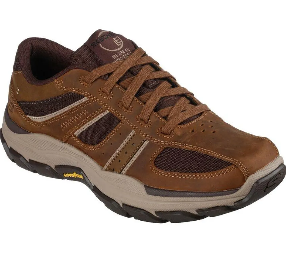 Men's Relaxed Fit Skechers 204330 Respected Edgemere Good Year Walking Trainers - Desert