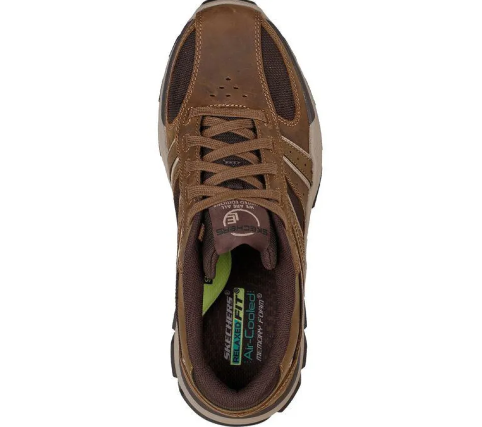 Men's Relaxed Fit Skechers 204330 Respected Edgemere Good Year Walking Trainers - Desert
