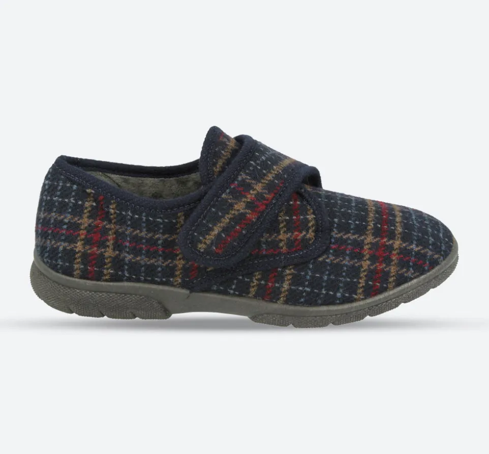 Mens Wide Fit DB Tartan Slippers