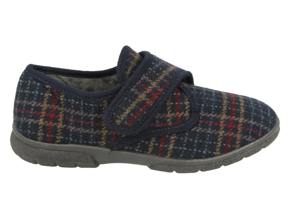 Mens Wide Fit DB Tartan Slippers