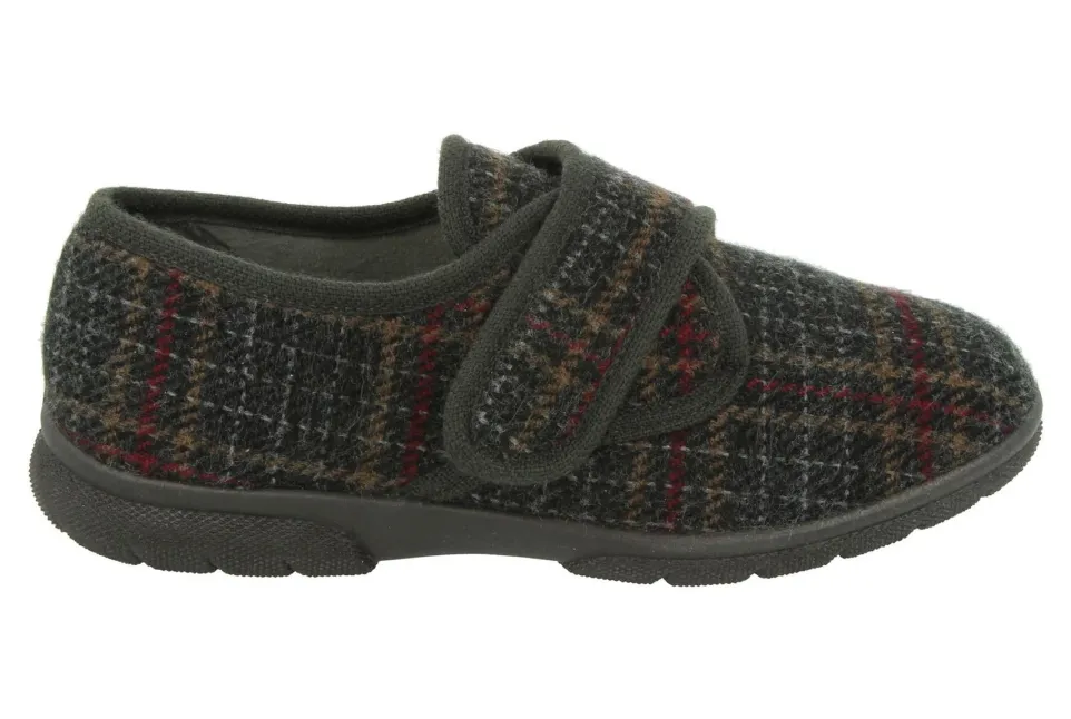 Mens Wide Fit DB Tartan Slippers