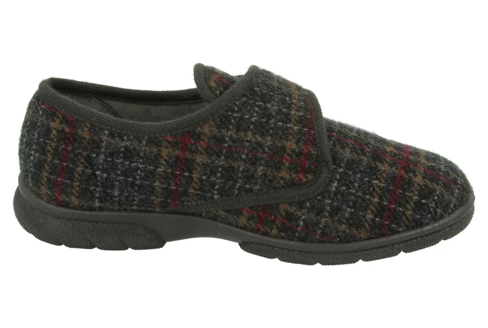Mens Wide Fit DB Tartan Slippers