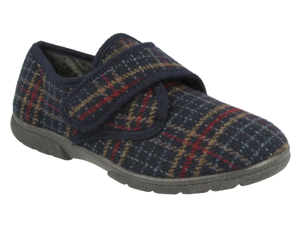 Mens Wide Fit DB Tartan Slippers