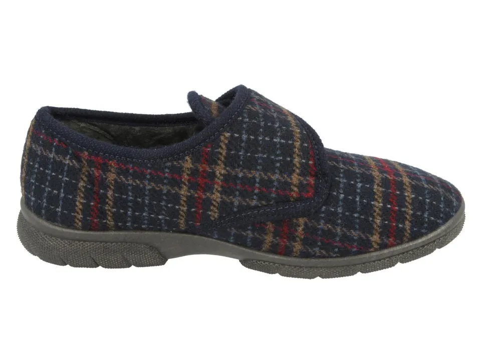 Mens Wide Fit DB Tartan Slippers