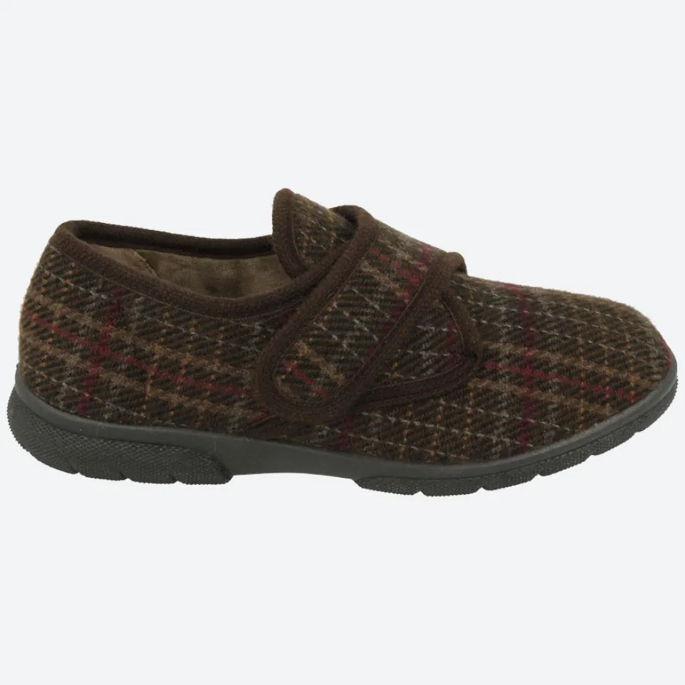 Mens Wide Fit DB Tartan Slippers