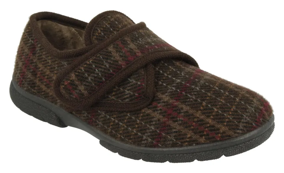 Mens Wide Fit DB Tartan Slippers