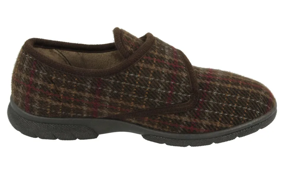 Mens Wide Fit DB Tartan Slippers