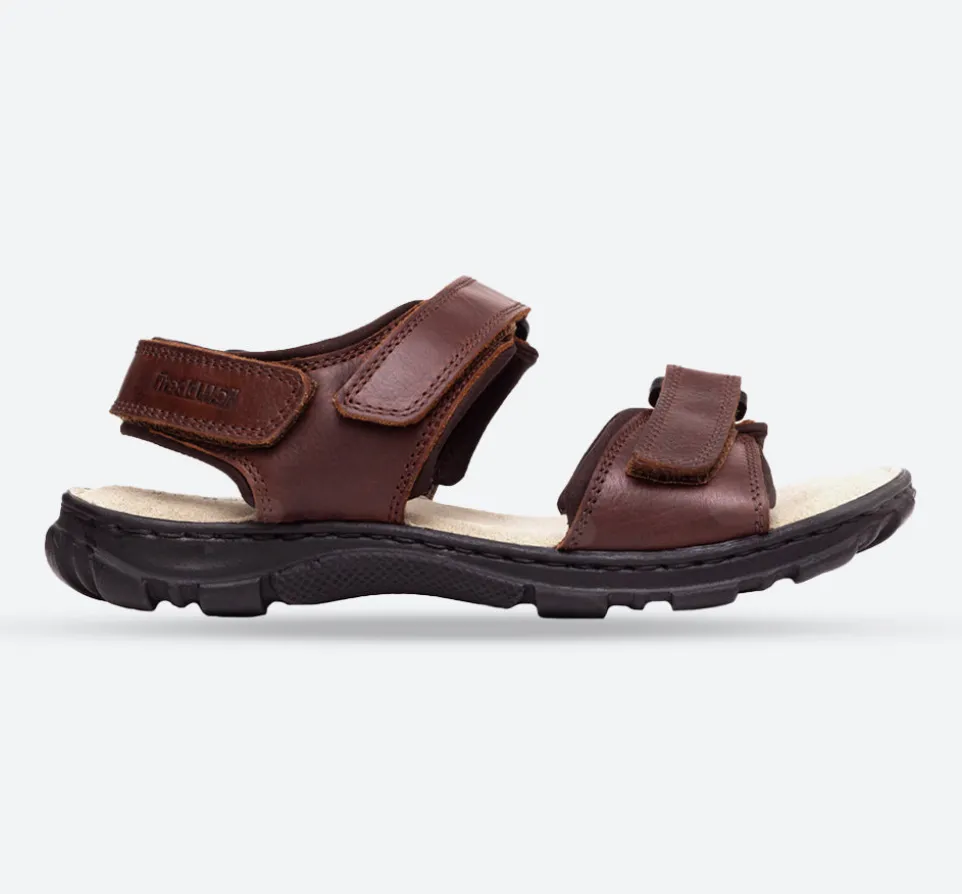 Mens Wide Fit James Leather Sandals by Tredd Well - Brown
