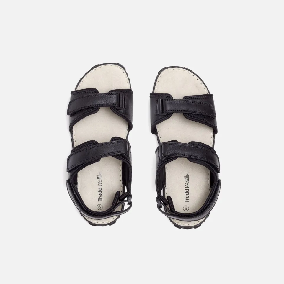 Mens Wide Fit James Leather Sandals by Tredd Well - Black