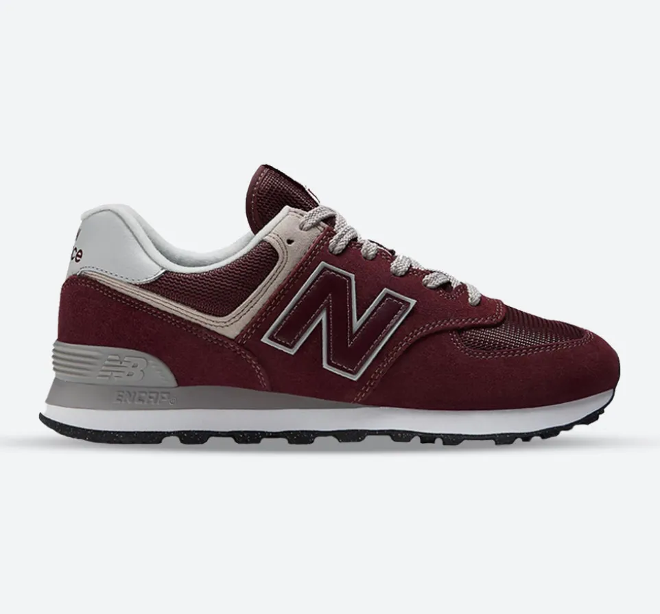 Men's Wide Fit New Balance ML574EVM Running Trainers - Exclusive - Burgundy/White ENCAP
