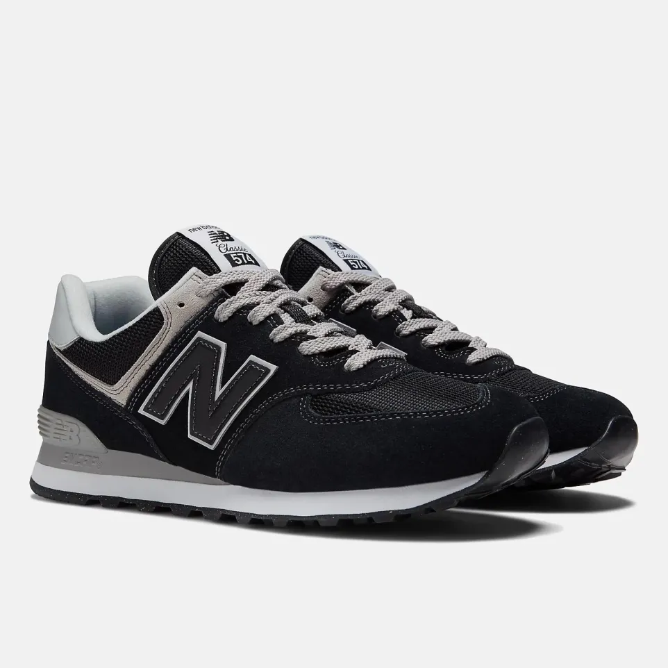Men's Wide Fit New Balance ML574EVB Running Trainers - Exclusive - Black/White ENCAP