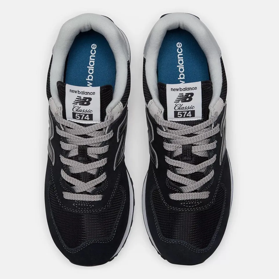 Men's Wide Fit New Balance ML574EVB Running Trainers - Exclusive - Black/White ENCAP