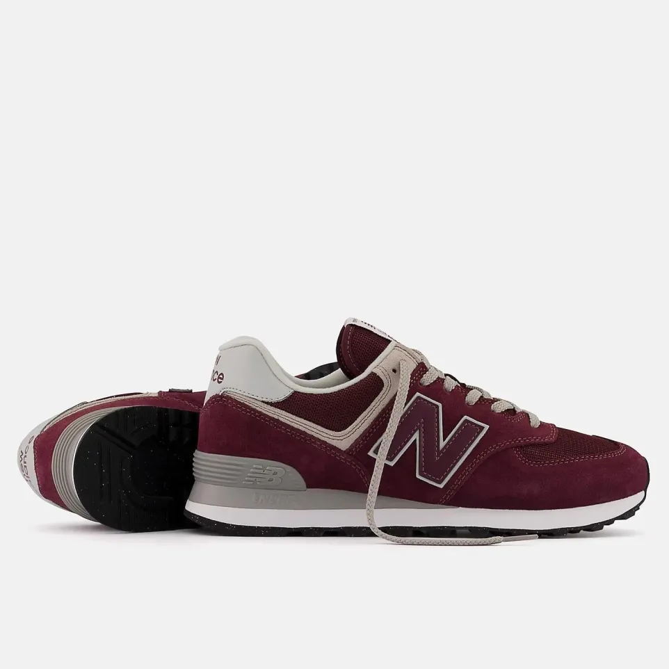 Men's Wide Fit New Balance ML574EVM Running Trainers - Exclusive - Burgundy/White ENCAP