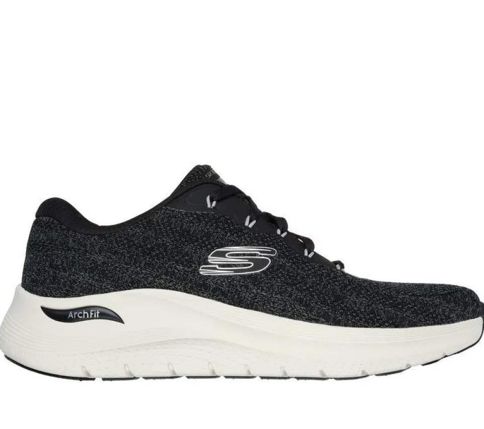 Men's Wide Fit Skechers 232701 Arch Fit 2.0 Road Wave Walking Trainers - Black