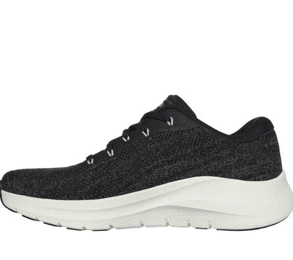 Men's Wide Fit Skechers 232701 Arch Fit 2.0 Road Wave Walking Trainers - Black