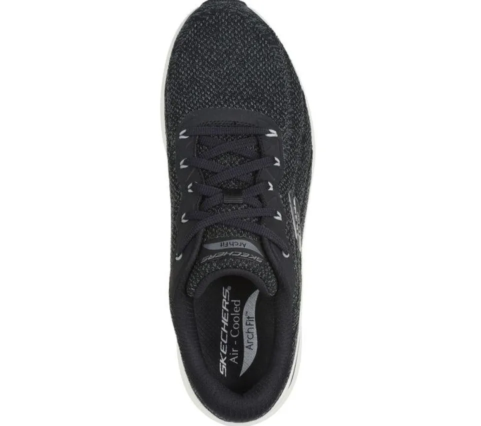 Men's Wide Fit Skechers 232701 Arch Fit 2.0 Road Wave Walking Trainers - Black