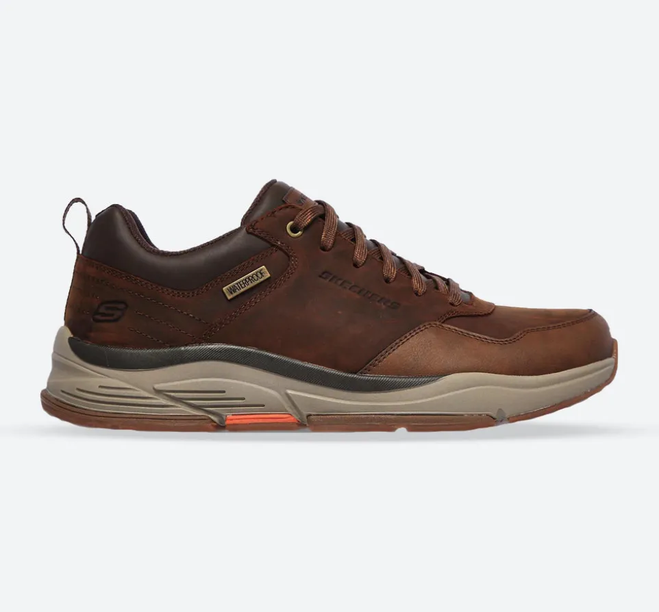 Men's Wide Fit Skechers 210021 Benago Hombre Walking Trainers - Dark Brown