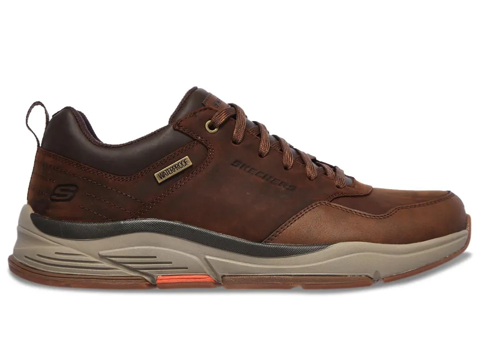 Men's Wide Fit Skechers 210021 Benago Hombre Walking Trainers - Dark Brown