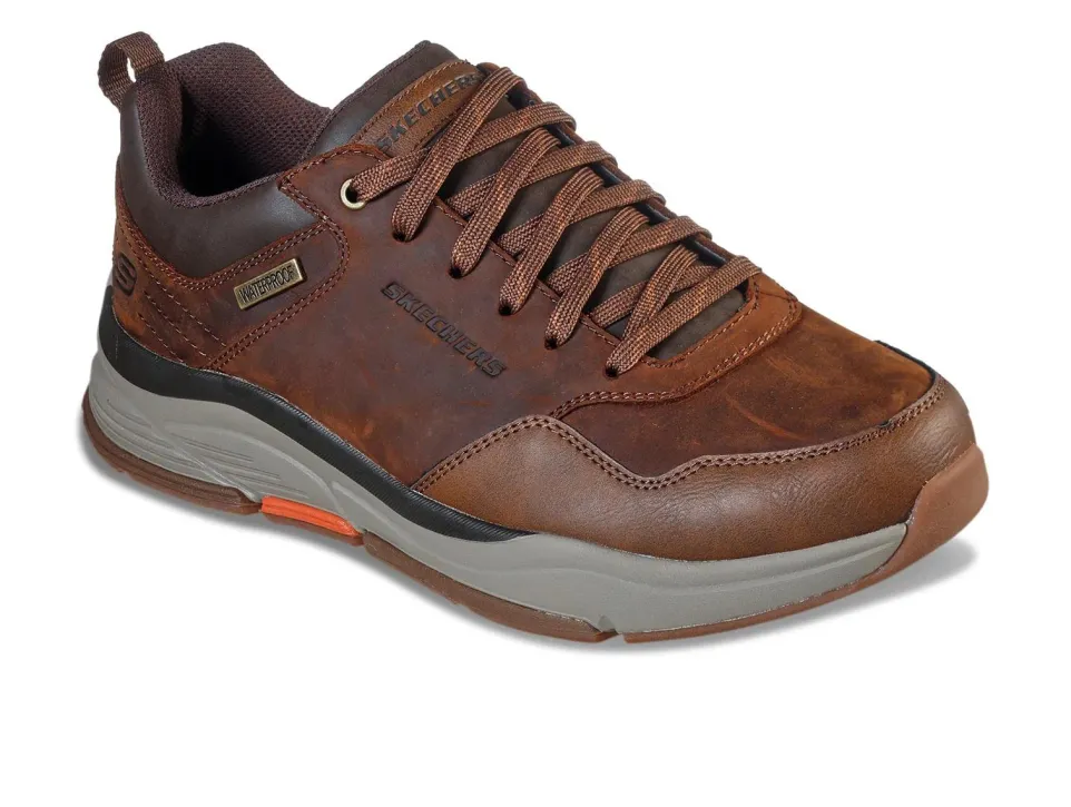 Men's Wide Fit Skechers 210021 Benago Hombre Walking Trainers - Dark Brown