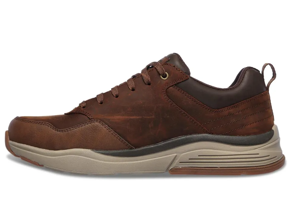 Men's Wide Fit Skechers 210021 Benago Hombre Walking Trainers - Dark Brown