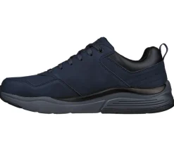 Men's Wide Fit Skechers 210021 Benago Hombre Walking Trainers - Navy