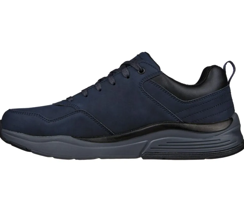 Men's Wide Fit Skechers 210021 Benago Hombre Walking Trainers - Navy