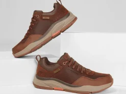 Men's Wide Fit Skechers 210021 Benago Hombre Walking Trainers - Dark Brown