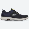 Men's Wide Fit Skechers 232212 Elite Flex Prime Take Over Sports Trainers - Navy/Yellow