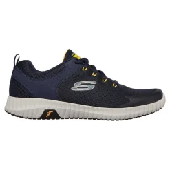 Men's Wide Fit Skechers 232212 Elite Flex Prime Take Over Sports Trainers - Navy/Yellow