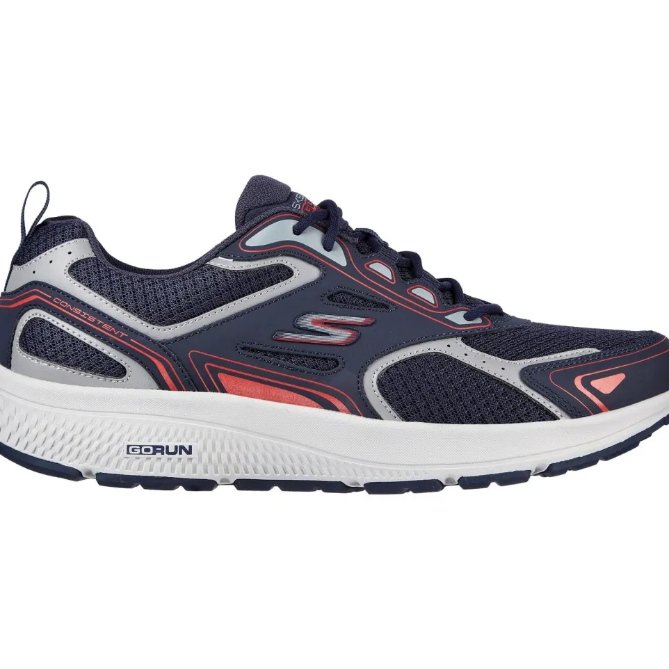 Men's Wide Fit Skechers 220034 Go Run Consistent Wide Trainers - Navy/Red