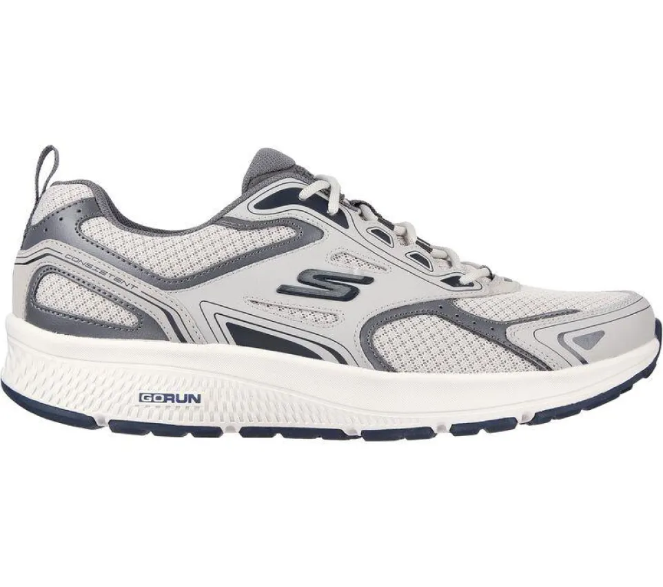 Men's Wide Fit Skechers 220034 Go Run Consistent Running Trainers - Grey/Navy - Goga Mat