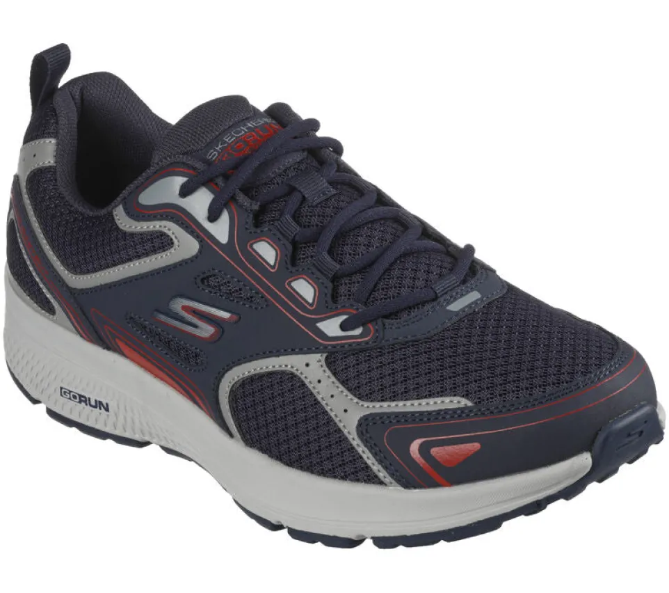 Men's Wide Fit Skechers 220034 Go Run Consistent Running Trainers - Navy/Red - Goga Mat