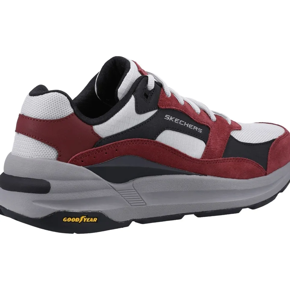 Men's Wide Fit Skechers 237200 Global Jogger Trainers - Burgundy