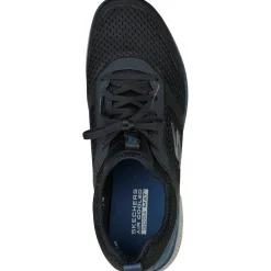 Men's Wide Fit Skechers 220102 GOrun Consistent Trainers - Black/Blue
