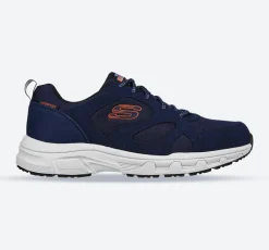 Men's Wide Fit Skechers 237348 Oak Canyon Sunfair Trekking Low Cut Trainers - Navy/Orange