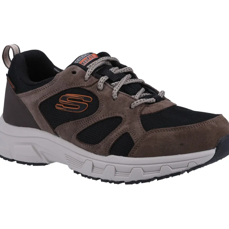 Men's Wide Fit Skechers 237348 Oak Canyon Sunfair Trekking Low Cut Trainers - Brown/Black