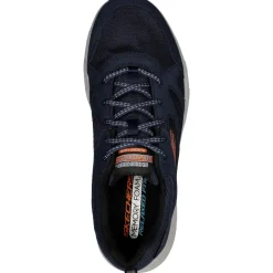 Men's Wide Fit Skechers 237348 Oak Canyon Sunfair Trekking Low Cut Trainers - Navy/Orange