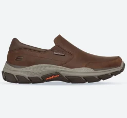 Men's Wide Fit Skechers 204480 Respected Calum Walking Trainers - Cocoa