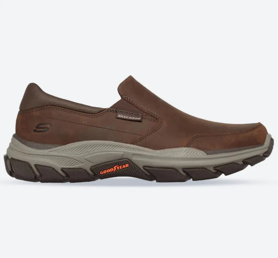 Men's Wide Fit Skechers 204480 Respected Calum Walking Trainers - Cocoa