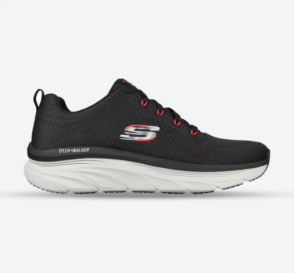 Men's Wide Fit Skechers 232364 Relaxed Fit Meerno D'lux Walker Trainers - Black/Red