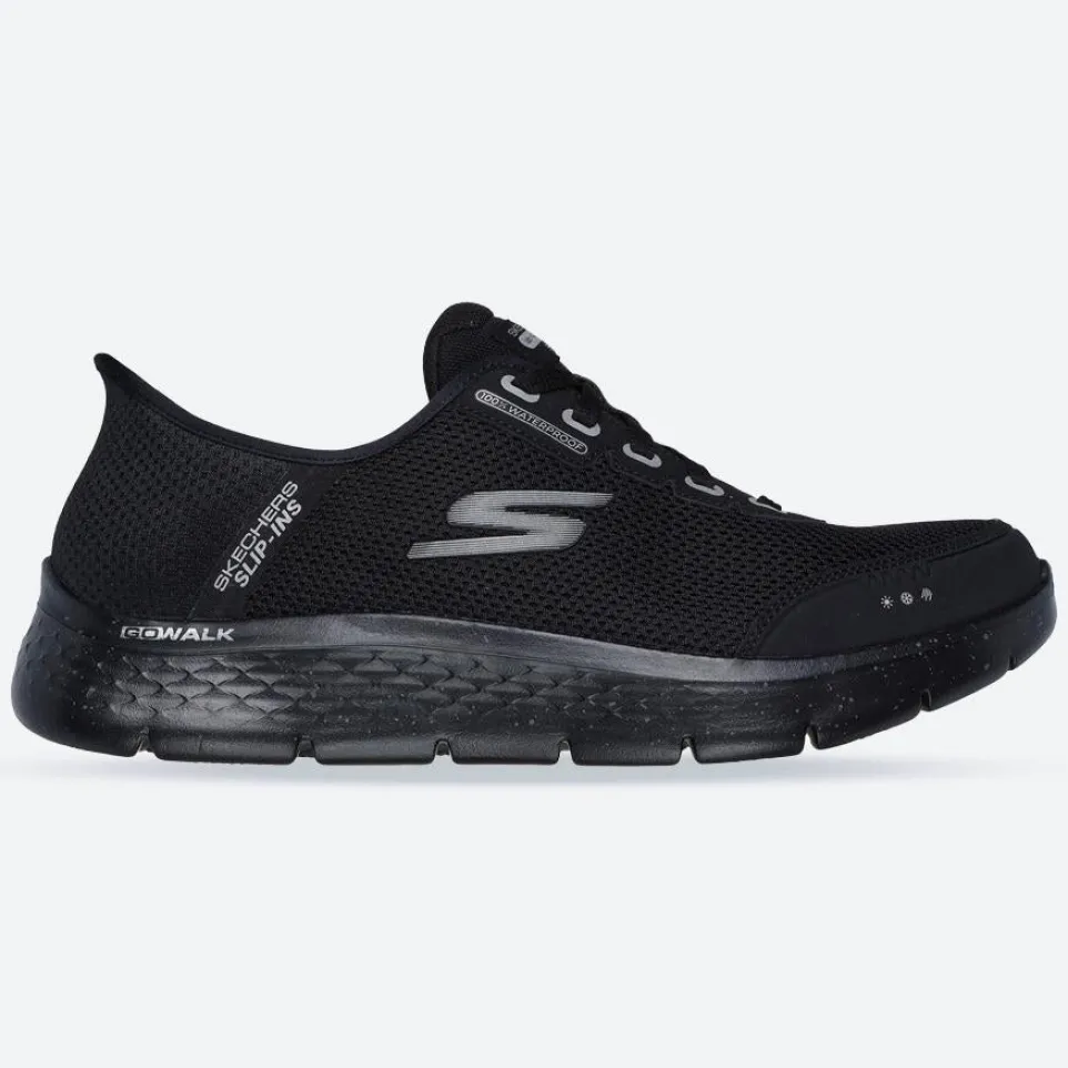 Men's Wide Fit Skechers 216330 Slip-ins Go Walk Flex 100% Waterproof Trainers - Black