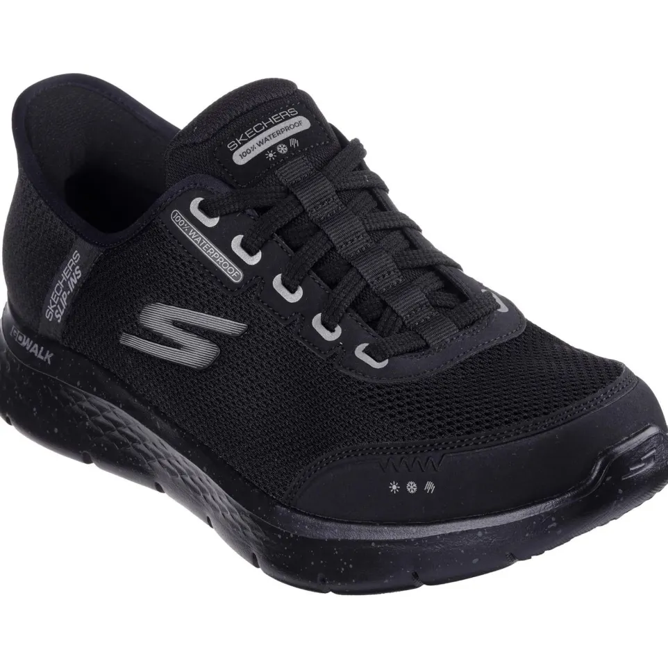 Men's Wide Fit Skechers 216330 Slip-ins Go Walk Flex 100% Waterproof Trainers - Black