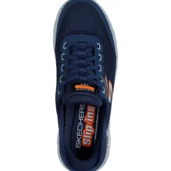 Men's Wide Fit Skechers 216330 Slip-ins Go Walk Flex 100% Waterproof Trainers - Navy