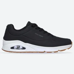 Men's Wide Fit Skechers 52458 Uno - Stand On Air Walking Trainers - Black/White