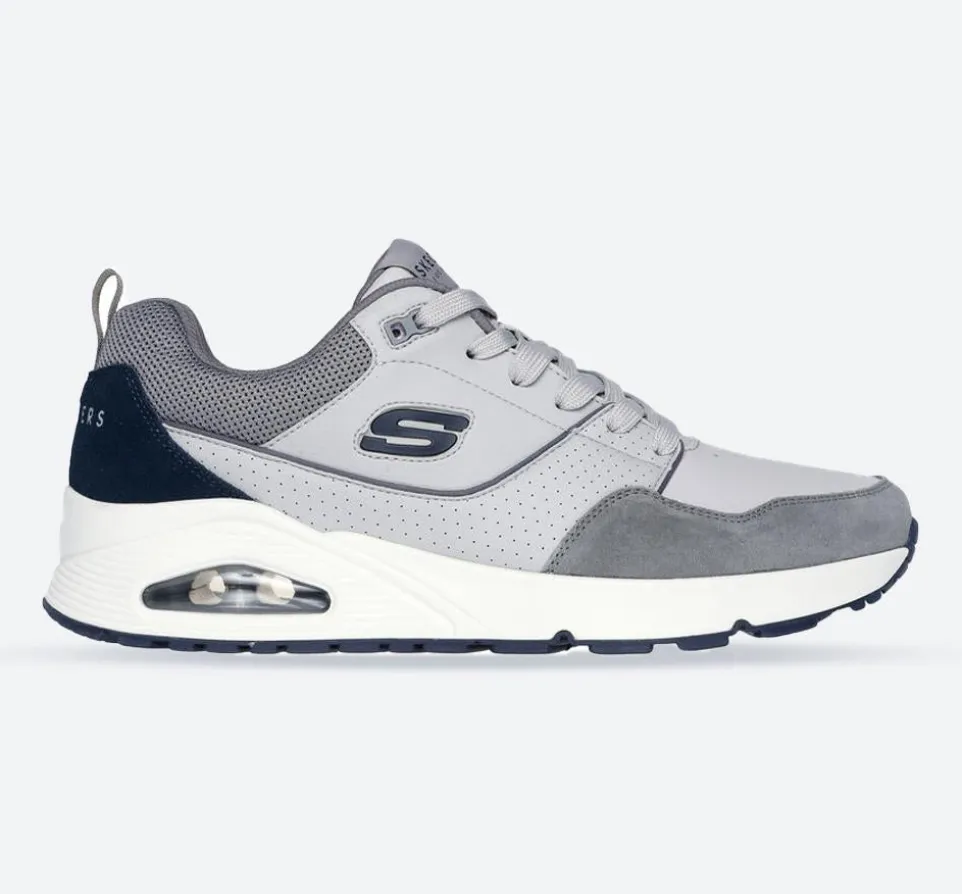 Men's Wide Fit Skechers 183020 Uno Retro One Trainers - Grey
