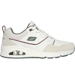 Men's Wide Fit Skechers 183020 Uno Retro One Trainers - White/Green