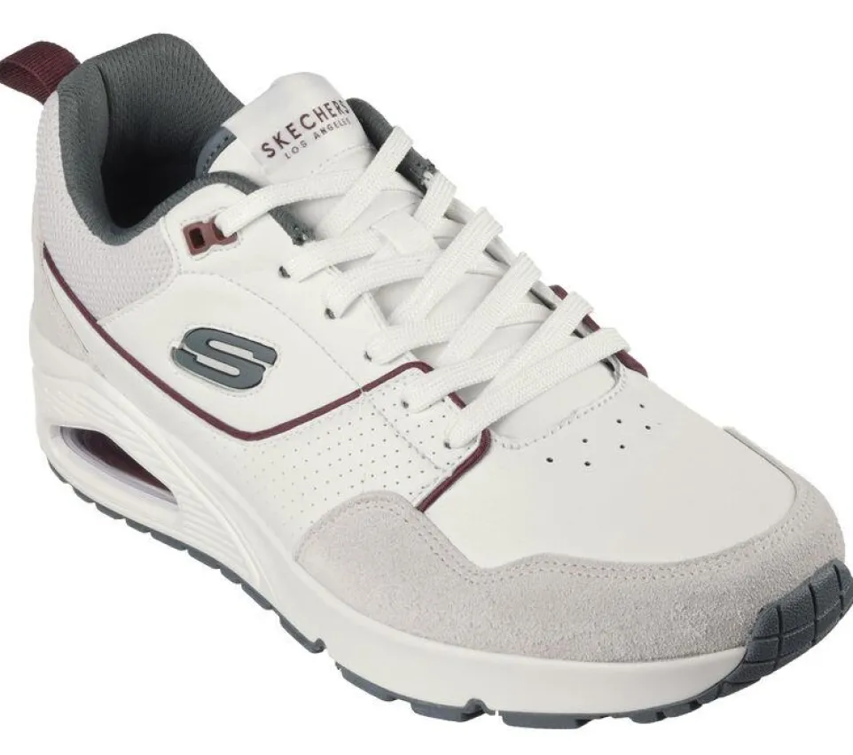Men's Wide Fit Skechers 183020 Uno Retro One Trainers - White/Green