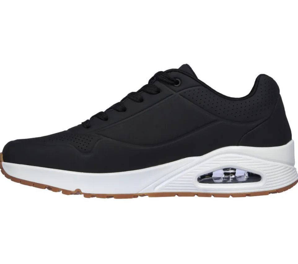 Men's Wide Fit Skechers 52458 Uno - Stand On Air Walking Trainers - Black/White
