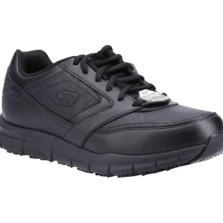 Men's Wide Fit Skechers 77156EC Nampa Occupational Trainers - Black