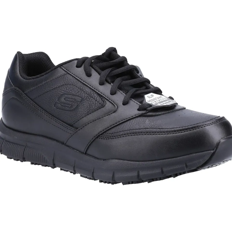 Men's Wide Fit Skechers 77156EC Nampa Occupational Trainers - Black